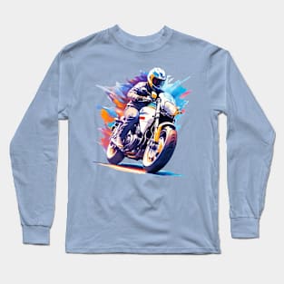 Motorcycle In Watercolor Style - Ai Art Long Sleeve T-Shirt